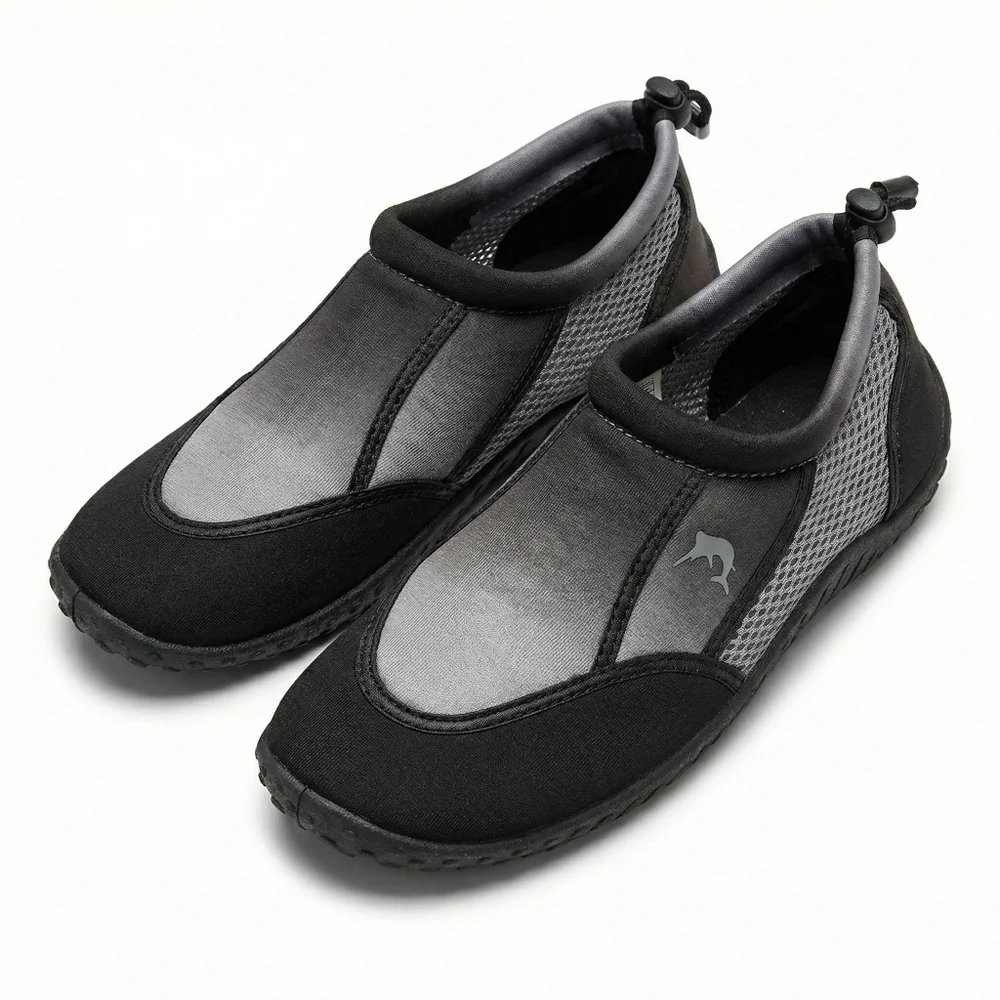 Reel Legends Black Gray Slip On Boat Shoes